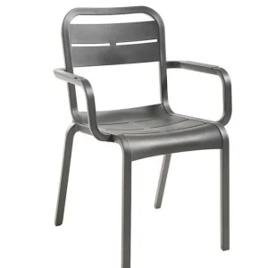 Best Chaise avec bras Cannes - Charcoal (Grise) Ameublement Commercial Pour Terrasses