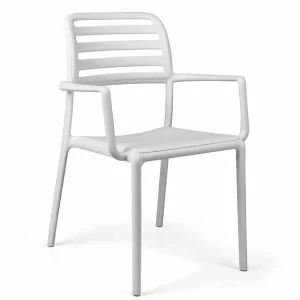 Sale Chaise avec bras Costa - Bianco (blanche) Ameublement Commercial Pour Terrasses