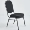 Best Chaise en métal gris avec assise et dossier en cuirette noire - Sans bras Chaises Pour Restaurant