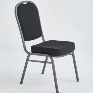 Best Chaise en métal gris avec assise et dossier en cuirette noire - Sans bras Chaises Pour Restaurant