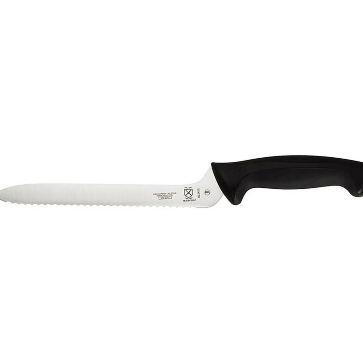 couteau__pain__lame_coude_0.webp Discount Couteau à pain à lame coudée et dentelée de 8" à manche noir Millennia Couteaux