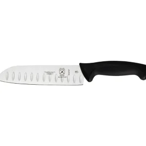 Outlet Couteau Santoku alvéolé de 7" à manche noir Millennia Couteaux