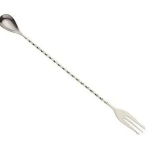 Fashion Cuillère de bar de 12 3/8" avec fourchette au bout - Noir Accessoires De Bar