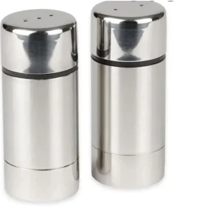 Fashion Ensemble sel et poivre de 3.5" de hauteur en acier inoxydable mat Accessoires Et Distributeurs Pour Condiments