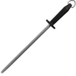 New Fusil à affûter de 12" rond à manche en plastique noir Couteaux