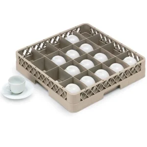 Clearance Panier à lave-vaisselle à 20 compartiments 1/1 pour tasses Traex - Beige Lave-vaisselles Commerciaux Et Accessoires