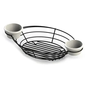 Best Panier ovale de 13" x 7" x 2" avec ramequin intégré - Noir Vaisselle De Service