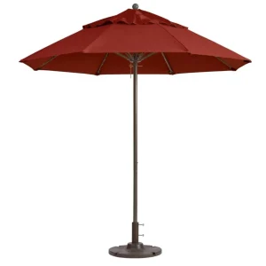 Sale Parasol rond de 9 pieds avec poteau en aluminium Windmaster - Terra Cotta Ameublement Commercial Pour Terrasses