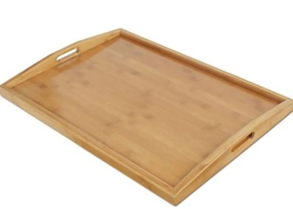 plateau_de_service_de__x__0-8.webp Online Plateau de service de 18" x 23" x 2" en bambou avec poignées Articles De Service
