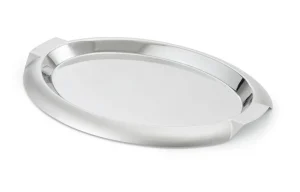 Fashion Plateau de service ovale de 17 5/8" x 13" en acier inoxydable Vaisselle