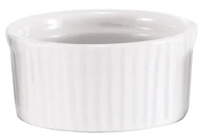 Hot Ramequin rond de 2.5 oz à bordure lisse et côté cannelé - Blanc Vaisselle De Service