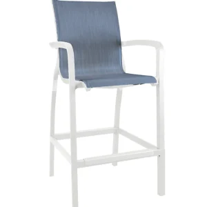 Clearance Tabouret de bar avec bras Sunset - Madras Blue/Glacier White (Bleu/Blanc) Ameublement Commercial Pour Terrasses
