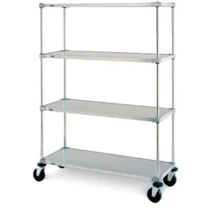 Outlet Étagère mobile à 4 tablettes de 24" x 36" x 68" en acier galvanisé avec roues de 5" Tablettages Commerciales