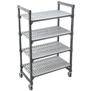 Outlet Étagère mobile à 4 tablettes ventilées de 24" x 70" Camshelving Elements Xtra - Graphite Brossé Tablettages Commerciales