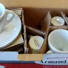 Clearance Tasse à espresso de 3 oz avec ligne noir avec soucoupe - 6 par boite Vaisselle