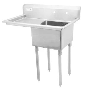 Hot Évier 1 bassin de 18" x 21" x 11" en acier inoxydable - égouttoir de 18" à gauche Éviers Commerciaux