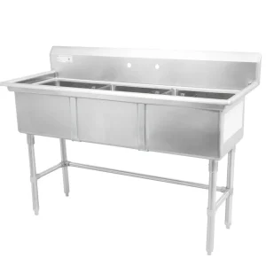 Online Évier 3 bassins de 18" x 18" x 11" en acier inoxydable Éviers Commerciaux