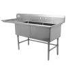 Sale Évier 2 bassins de 24" x 24" x 14" en acier inoxydable - égouttoir de 24" à gauche Éviers Commerciaux