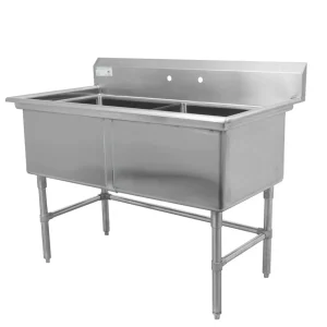 Discount Évier 2 bassins de 24" x 24" x 14" en acier inoxydable Éviers Commerciaux