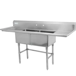 Online Évier 2 bassins de 18" x 18" x 11" en acier inoxydable - 2 égouttoirs de 18" Éviers Commerciaux